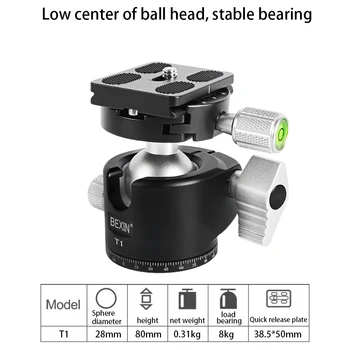 

BEXIN T1 Tripod Head Panoramic Head Ballhead Low Profile Compact Ball Head Monopod Heads Video Mount For DSLR Camera