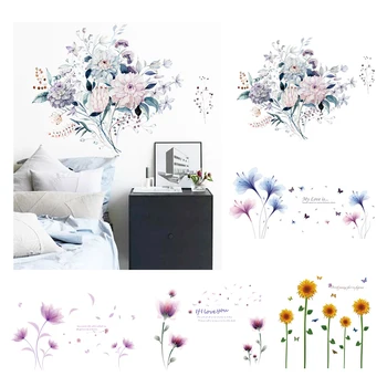 

Romantic flower wall stickers love living room bedroom home decoration art decals background stickers wallpaper decoration