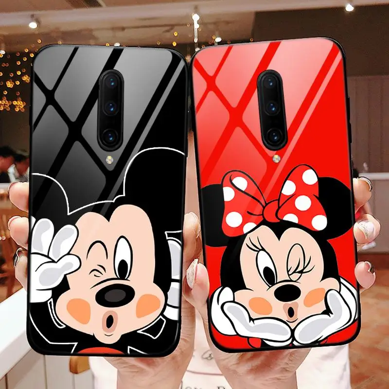 

Cartoon Protective Case For OnePlus 7 Pro 7Pro Tempered Glass Gradient Luxury Case One Plus 6 1+6 1+7 Pro Back Cover Phone Case
