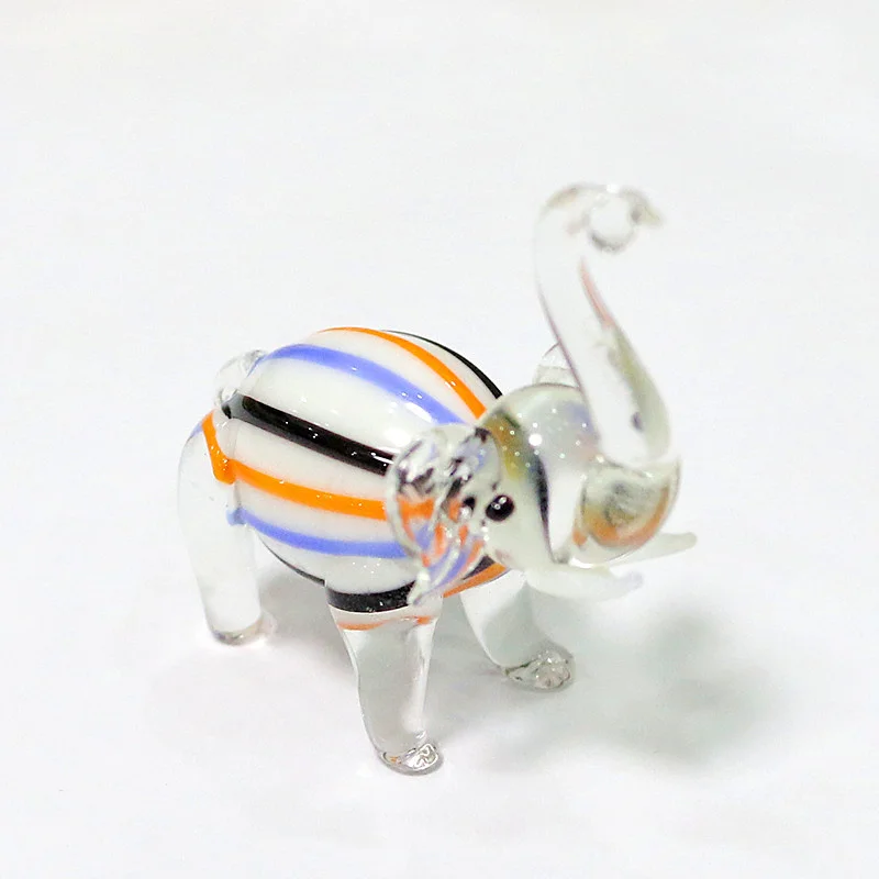 Handmade Murano Glass Elephant Figurines Home Room Desktop Christmas Decoration Ornaments Miniature Rural Style Animals Statue