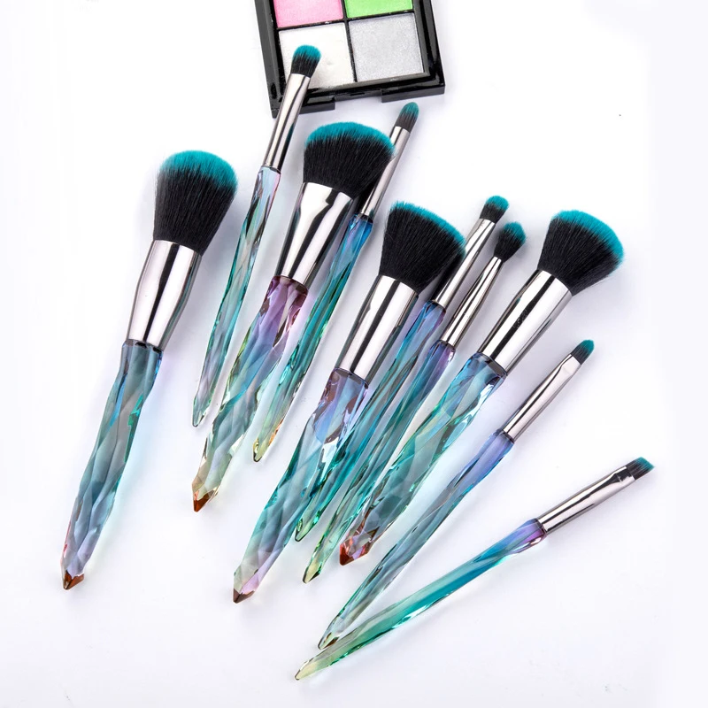 

10pcs crystal Makeup Brushes Sets Maquiagem Foundation Powder Cosmetic Blush Eyeshadow Women Beauty Glitter Make Up Brush Tools