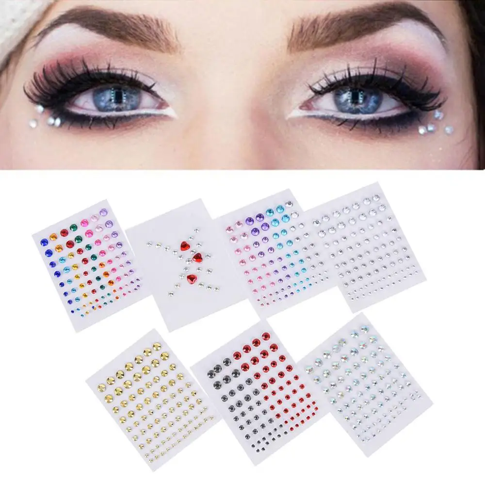 

Fashion Tattoo Diamond Makeup Eyeliner Eyeshadow Face Sticker Jewel Eyes Makeup Crystal Eyes Sticker Free Shipping