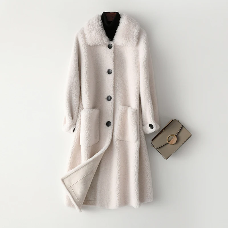 

2019 Winter New Women Cashmere Long Coat Elegant Suede Inner Furry Wool Coat Fashion Warm Coat With Pocket Casaco Feminino