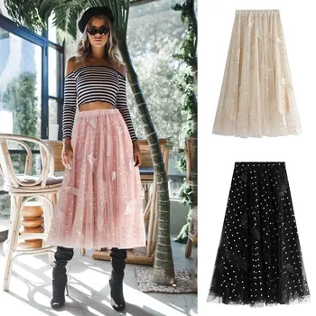 

Skirts Womens Fashion Women Spring High Elastic Waist Mesh Tutu Skirt Irregular Long Skirt Faldas Mujer Moda 2020
