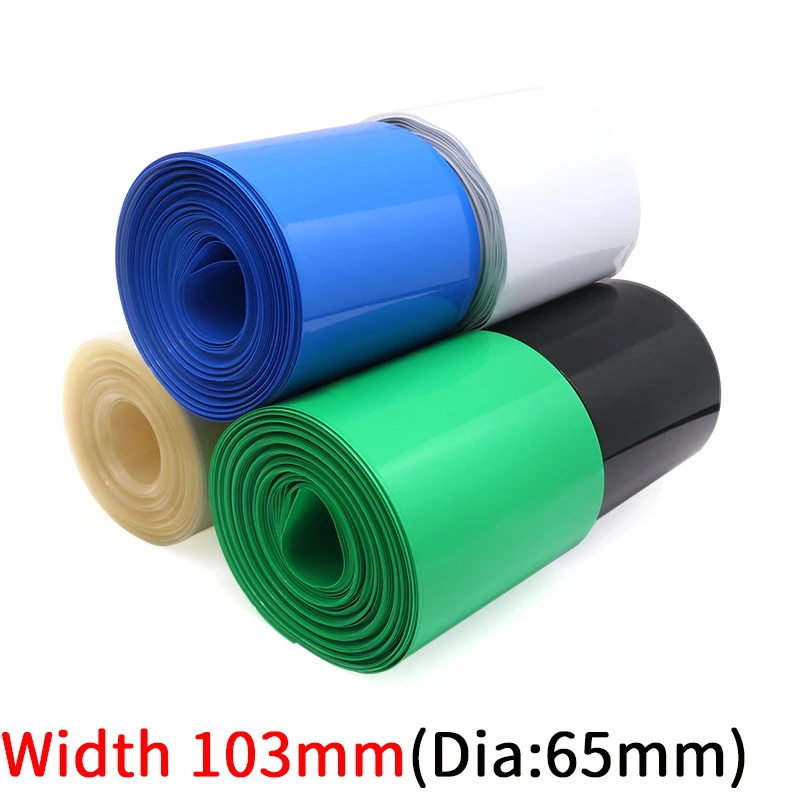 PVC Heat Shrink Tubing Wrap 18650 Battery Sleeving Width 103mm Dia 65mm 7-Color 