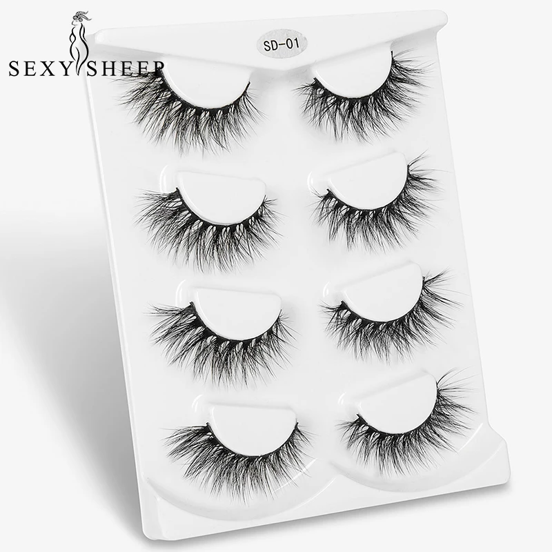 

SEXYSHEEP 4pairs 8D Faux Mink Lashes Natural Long False Eyelashes Volume Fake Lashes Makeup Extension Eyelashes maquiagem