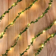 

100/50/30/20led DIY Fairy Lights String Artificial Green Leaf Ivy Vine Garland Decor Lights for Wedding Christmas New Year Party