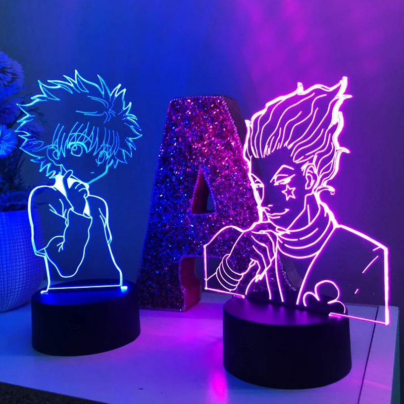 3d Ночная лампа Аниме Охотник X для детей декор спальни ночной Светильник Прямая