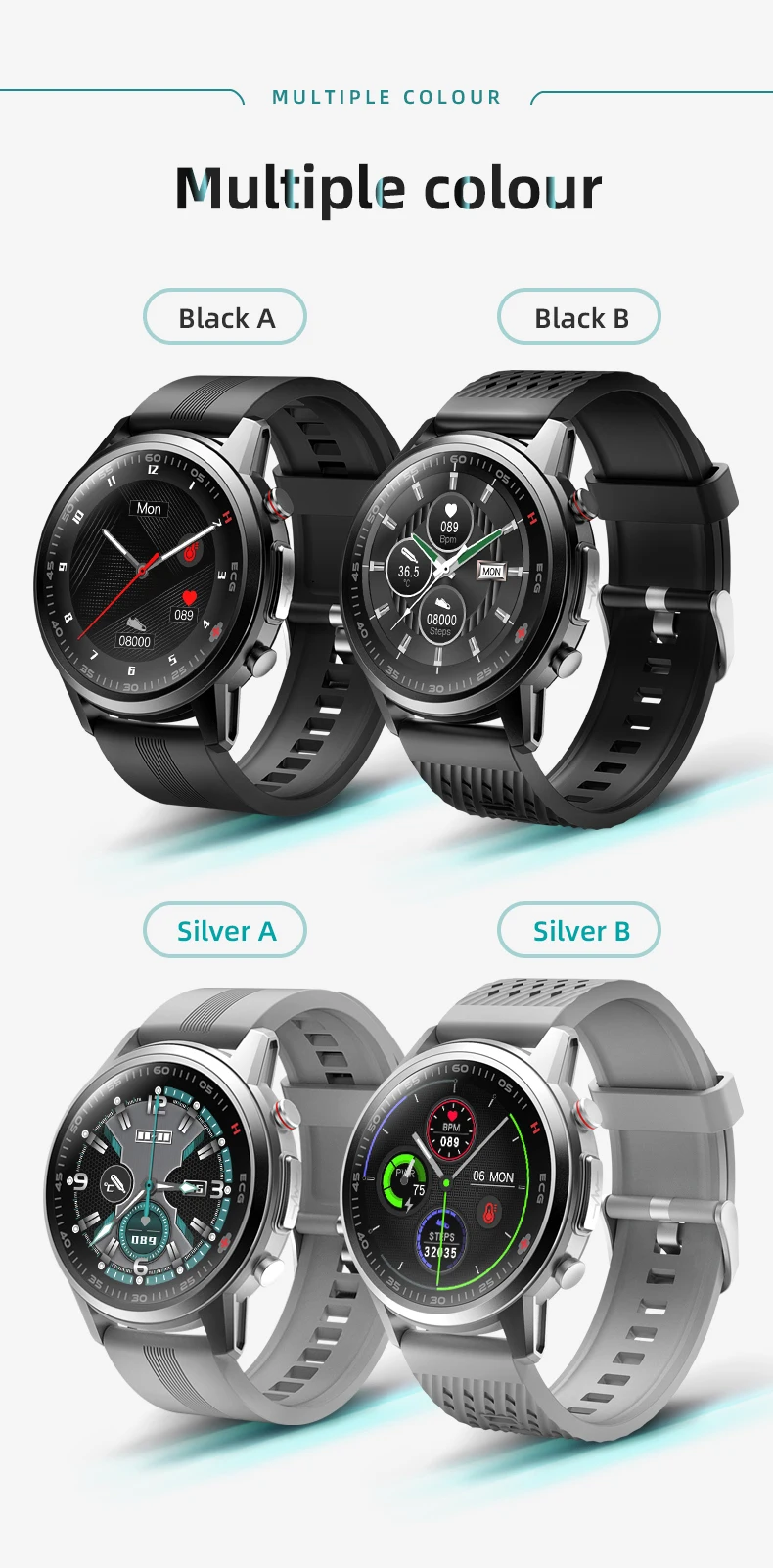 Smartwatches 650nm Laser Treatment Real ECG PPG Blood Pressure Heart Rate Healthy Tracking Work with Xiaomi Android iPhone F800