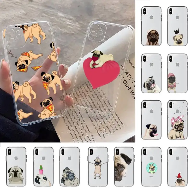 Чехол для телефона YNDFCNB с милым Мопсом iphone 13 11 12 pro XS MAX 8 7 6 6S Plus X 5S SE 2020 XR | Мобильные