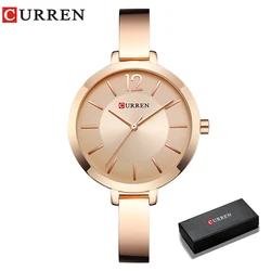 Elegant Gold Women's Ultra-Thin Quartz Watch with Stainless Steel Band (Rose box)