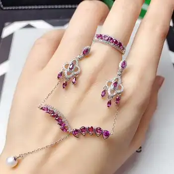 

Jewelry set Natural Garnet Ring Pendant Earring sets Women Jewelry