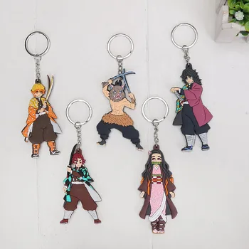 

5pcs/set Anime Demon Slayer Kimetsu No Yaiba Tanjirou Nezuko Keychain Cosplay Zenitsu Figure Pendant Keyring Key Chains