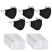 Máscara lavável pm2.5 da válvula da cor sólida apropriada para mulher e homem à prova de vento boca-muffle máscara 5 pces máscara 12 pces filtrar # m3