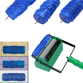 

7inch 3D Rubber Wall Decorative Painting Roller, Patterned Roller Wall Decoration Tools Without Handle Grip