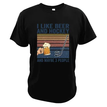 

I Like Beer Hockey Maybe 3 People T Shirt Vintage Unisex Sport Drinking Lovers Street Style EU Size Comfortable T-Shirt