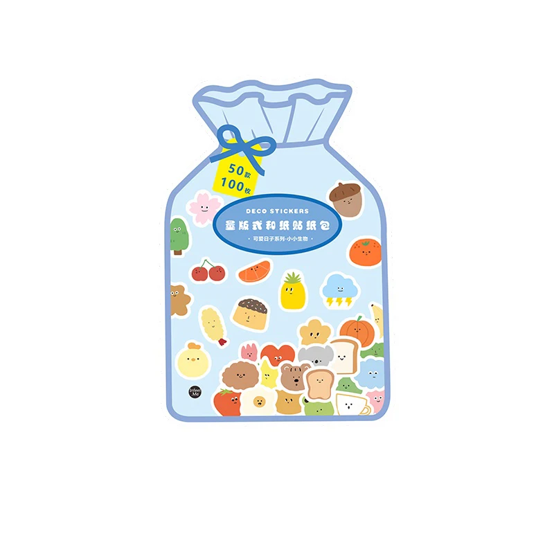 러블리 데이 장식 스티커, 와시 DIY 스크랩북 스틱 라벨, 일기 문구 플레이크 앨범 스티커, 팩당 100 개