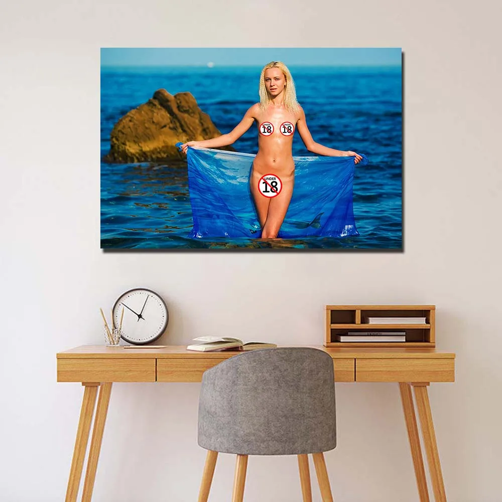 Сексуальная женщина море пляж Горячая тело стены художественные плакаты и принты холст живопись для декора гостиной