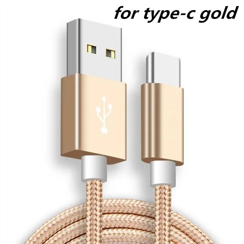 Нейлон Тип usb C зарядный кабель для синхронизации данных и быстрой зарядки 1,5 м Micro USB 8 Pin кабель в оплетке для huawei samsung Xiaomi Iphone - Цвет: for typec gold