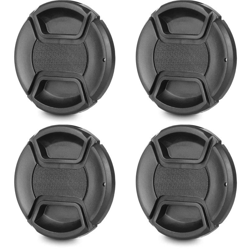 RISE 58Mm Lens Cap With Lens Cap Leash Hole Bundle For Dslr Cameras Nikon Canon (58Mm) 4 Pack