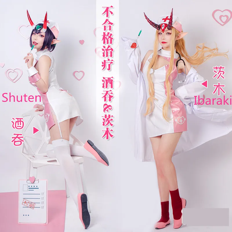 Shuten Ibaraki Douji FGO Косплей медсестра шутэн/Ibaraki Костюм с аксессуарами женский|Игровые