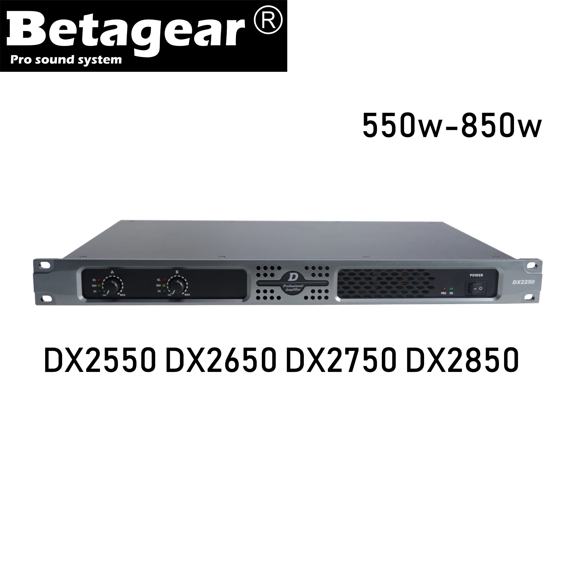 Betagear 550 Вт-850 Вт 2-канальный усилитель мощности Профессиональный 1U класса D DJ