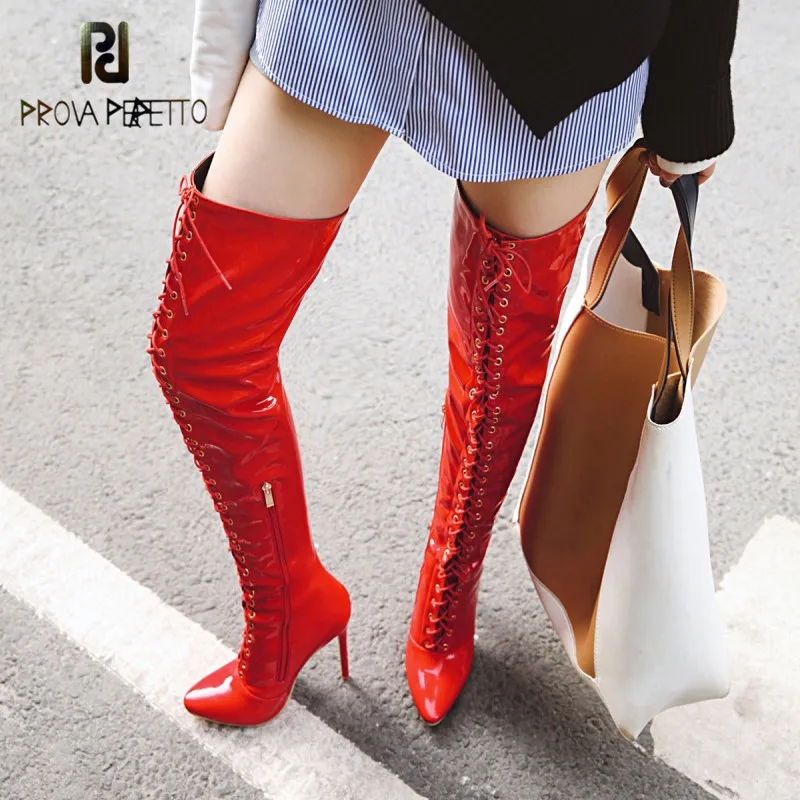 front lace up over the knee boots