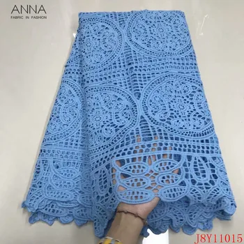 

Anna latest sky blue embroidery african cord lace water soluble fabric 2020 high quality nigerian mesh laces fabrics 5 yards/pcs