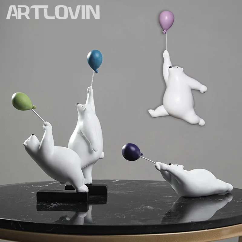 ARTLOVIN креативные фигурки летающих медведей воздушный шар фигурка белых украшение