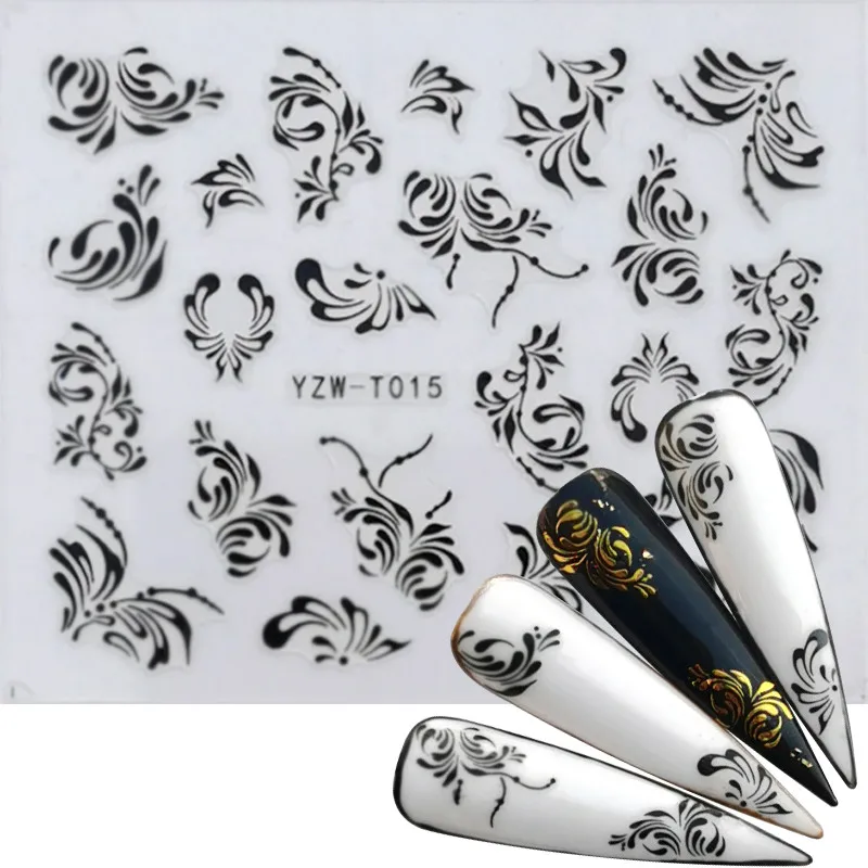 Gel Polish Decals Slider-Accessories Necklace Nail-Sticker Diamond Lace/letter Black