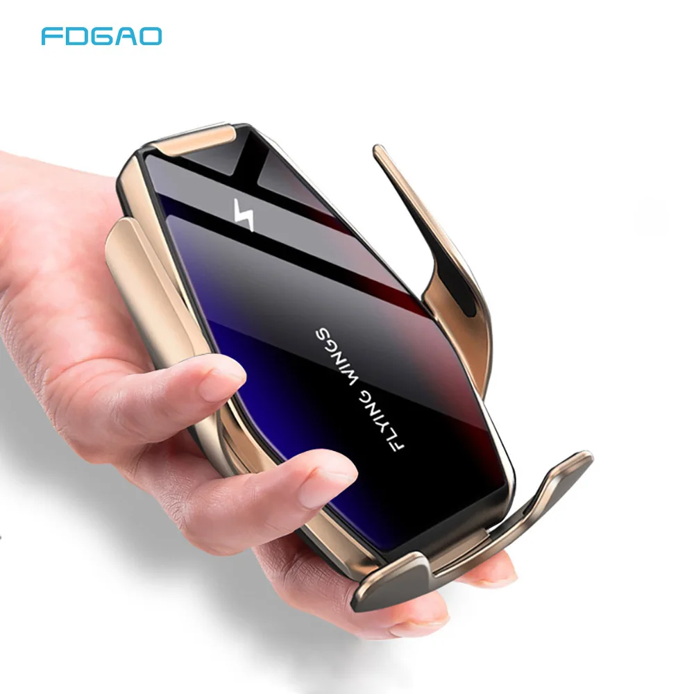 FDGAO Qi Wireless Car Charger Automatic 15W Fast Charging Holder for iPhone 11 XS XR X 8 Samsung S20 Infrared Sensor Phone Mount