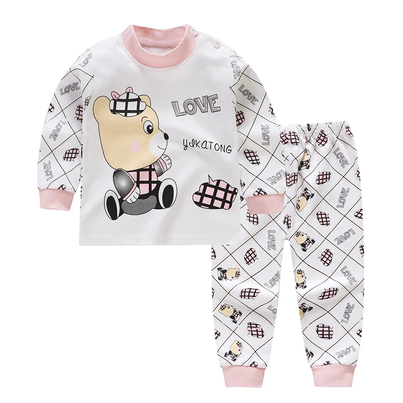  2019 Cartoon Print Baby boys Girls Pajamas Sets Cotton Boys Sleepwear Autumn Spring Girls High Wais