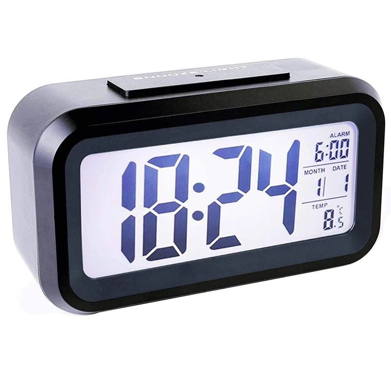 Alarm Clock LED Display Digital Snooze Night Light Battery With Date Calendar Temperature | Дом и сад