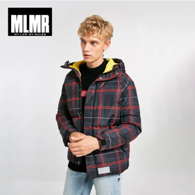 Новейший мужской пуховик JackJones, Мужская зимняя клетчатая теплая пуховая куртка с капюшоном 218312534
