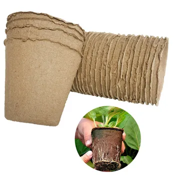 

100Pcs Nursery Cup Garden Pot Pulp Seedling Cup Degradable Faceplate Plant Pot White Basket for Decoration Pots for Flowers