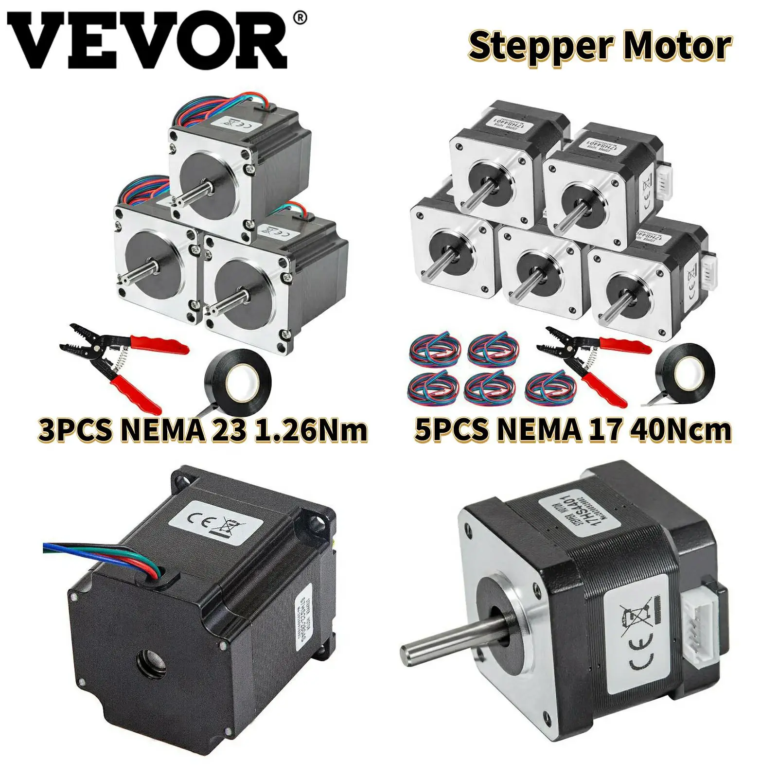 VEVOR Nema 23 Stepper Motor 178.5 oz.in High Torque 2.8A 57x56 mm for 3D Printer 