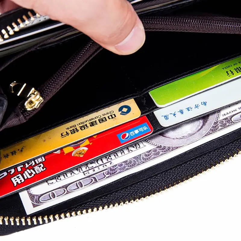 Модный женский длинный кожаный кошелек RFID с Цветочным Тиснением, держатель для монет, браслет, кошелек, Женская Повседневная сумочка, сумка на молнии