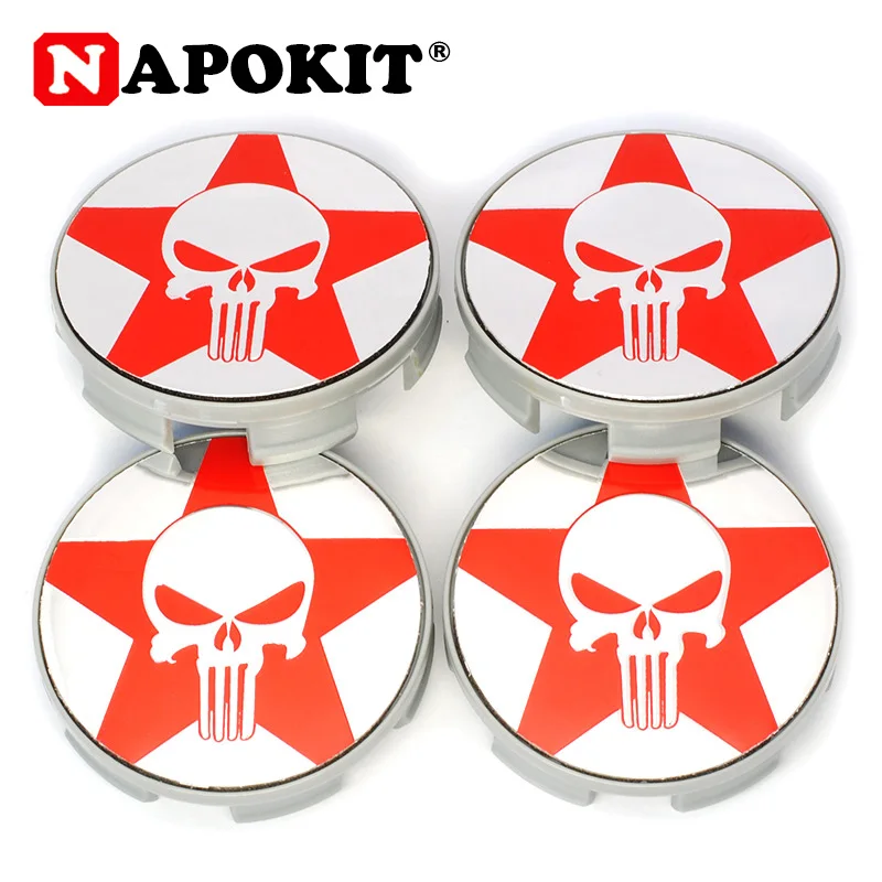 

4Pcs 58MM COOL Red Skull Logo Car Wheel Center Caps Rim Hub Cap Dust-proof Cover for Honda Civic JADE Hubcap Car Styling