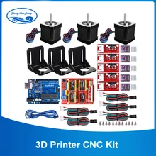 Kit cnc de impressora 3d, placa uno para proteção, para arduino grbl placa r3 + rampas 1.4 interruptor mecânico de parada + motor drv8825 + nema motor 17,