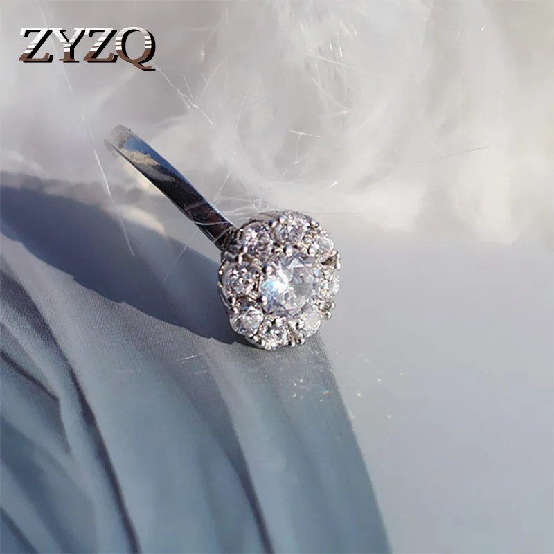 ZYZQ романтические открытые Свадебные кольца с блестящим кубическим цирконием