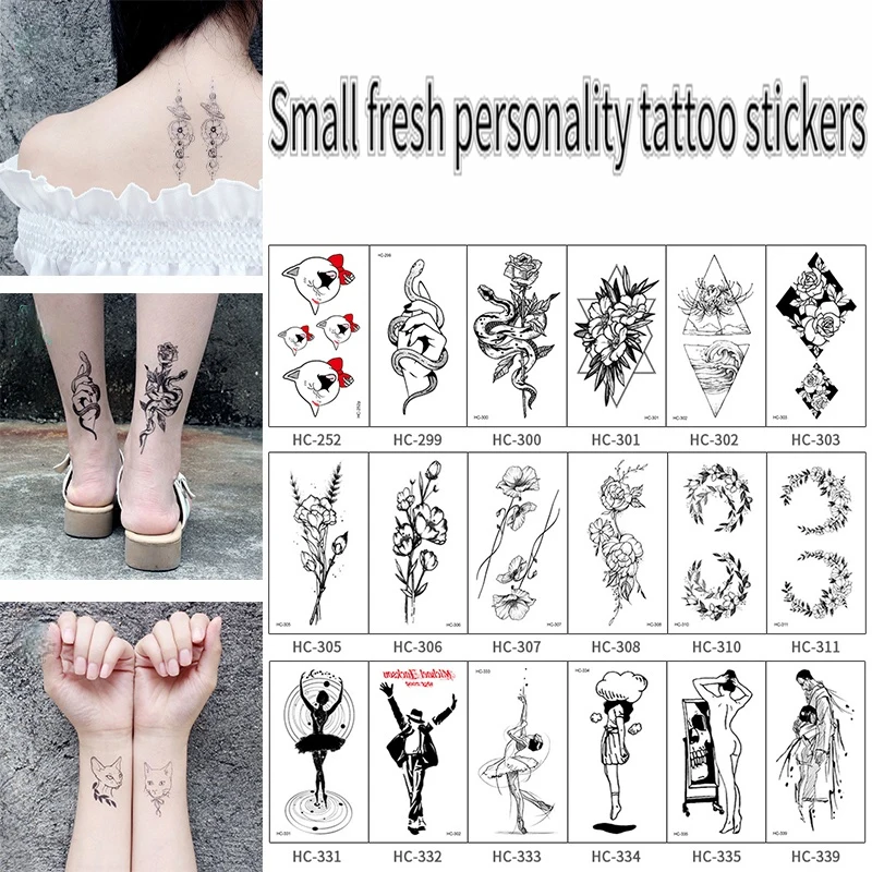 

8PCS New Small Fresh Tattoo Stickers Personality Black and White Snake Michael Jackson Disposable Temporary Tattoo Stickers