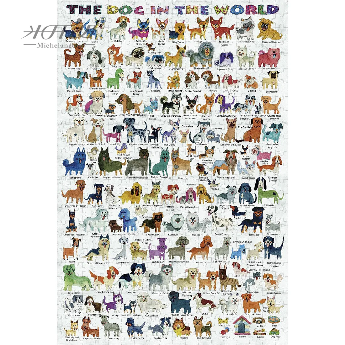 Michelangelo Wooden Jigsaw Puzzles 500 1000 1500 2000 Pieces Dog in the World Cartoon Animals Kid Educational Toy Painting Decor присадка в дизельное топливо суперантигель lavr на 500 2 000л 1 500 2000 1000 мл ln2107