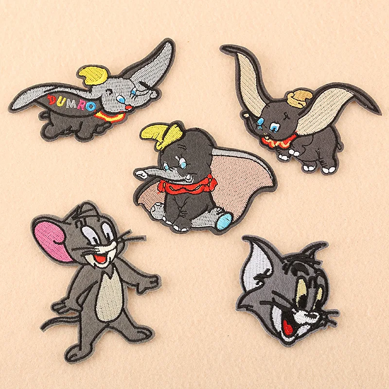 

Iron On Patches Mouse Elephant Embroidery Patch For Jacket Clothes Transfer Applique