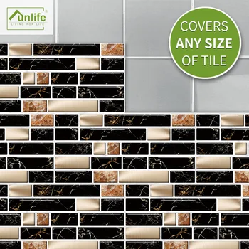 

FUNLIFE Antifouling Scratch-Resistant Tiles Metal Black and White with Pattern Marble Wall Stickers Hot Selling Furniture Refurb