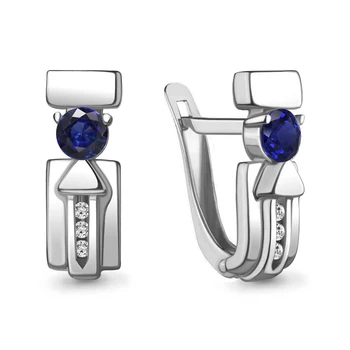 

Earrings with AQUAMARINE nanosapfirami, cubic zirconia, silver 925