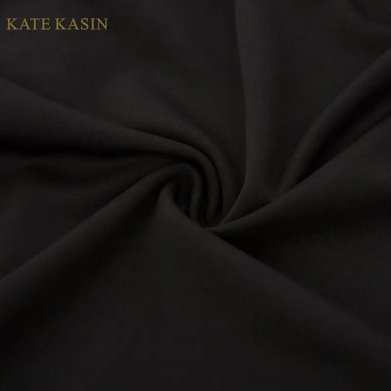 Kate Kasin элегантное женское платье-карандаш с открытыми плечами и рукавом 3/4, черное облегающее платье с вырезом лодочкой и рюшами для офисных леди, облегающее платье