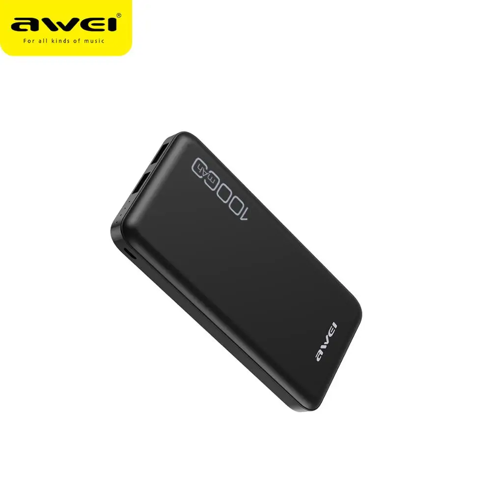 AWEI P28K 10000 мАч повербанк Внешний аккумулятор портативный двойной USB светодиодный
