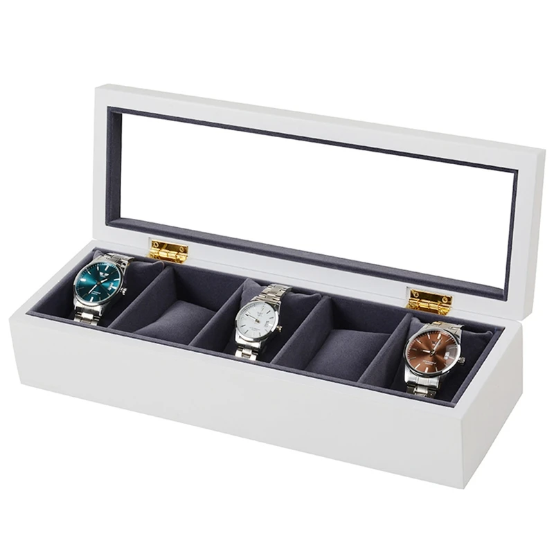

D-B New Delicate Elegant 5 Slot / Grid Watch Box Portable Wooden Display Container Storage Holder Travel Organizer Case Gift