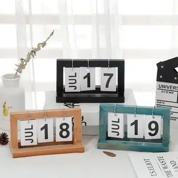 

Office Wooden Old Family Calendar Coffee Shop Table Top Decoration Antique Ornament DIY Flipped Home Decoration