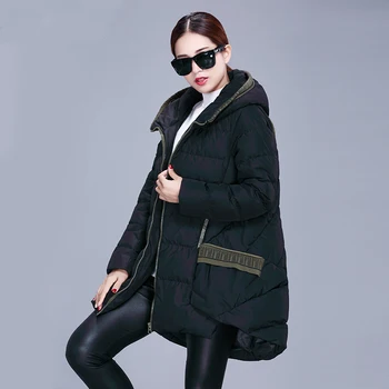 

2020 Jacket Women Parka White Duck Down Thick Long Jackets European Style Hood Patchwork Winter Coat Plus Size 4XL HJ452
